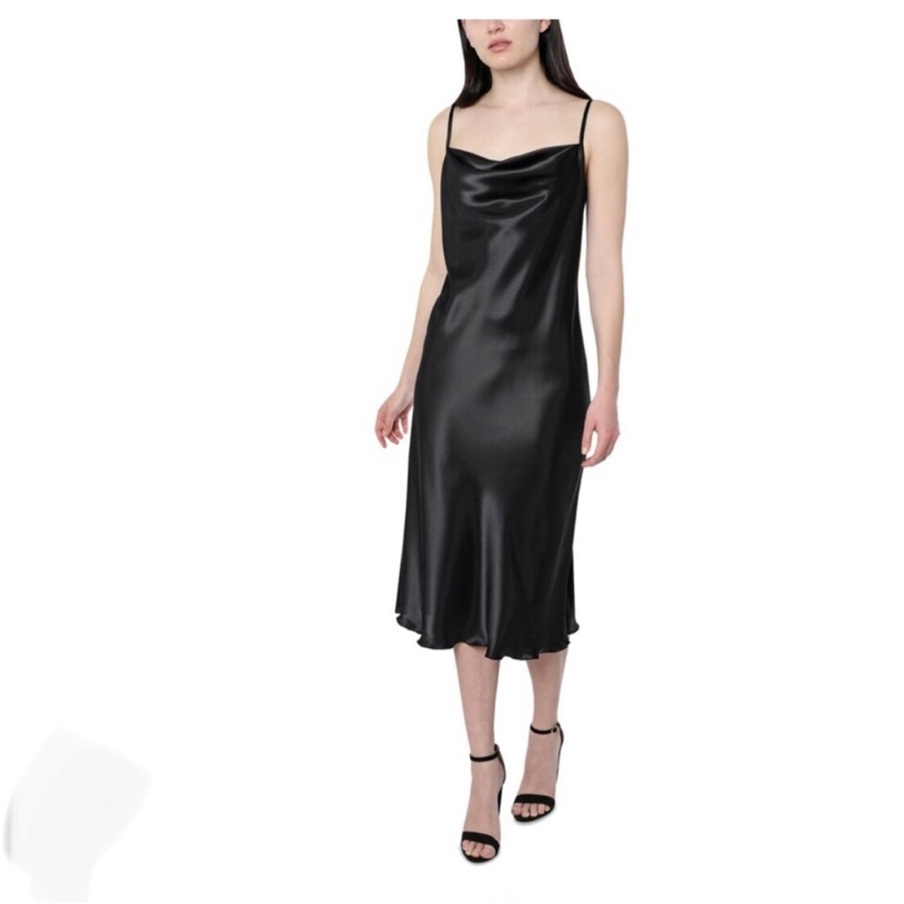 Bebe SATIN COWL NECK SLIP MIDI DRESS - Picture 13 of 14